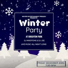 Online Editable Falling Snowflakes Winter DJ Party at Night Club Animated Design