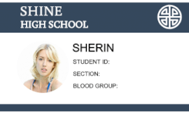 Online Editable White and Dark Blue High School ID Card