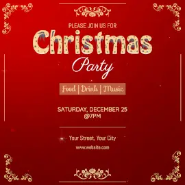 Online Editable Red Christmas Party Animated Design