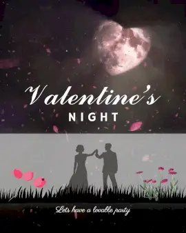 Online Editable Moon Heart Dust Particles Valentine's Night Animated Design