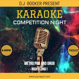 Online Editable Moving Particles Background Karaoke Competition Night Animated Design