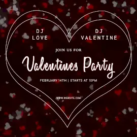 Online Editable Heart Pattern Background DJ Party on Valentines Day Animated Design