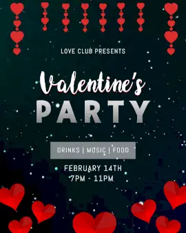 Online Editable Fast Moving Particles Background Valentine's Music Party Animated Design