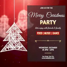 Online Editable Hanging Tree Merry Christmas Party Animated Design