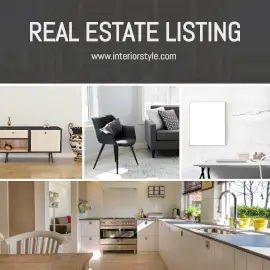 Online Editable Modern Interior Design 4 Photo Collage