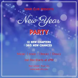 Online Editable Blue New year party Animated Design