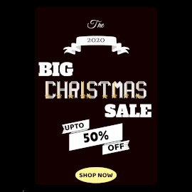 Online Editable Black & Yellow Big Christmas Sale Offer Animated Design