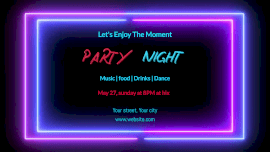 Online Editable Neon Light Music Part at Night Club Animated Design
