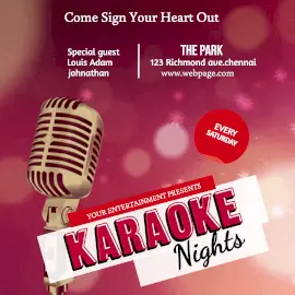 Online Editable Pink Karaoke Nights Animated Design