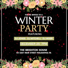 Online Editable Black & Red Winter Party Animated Design