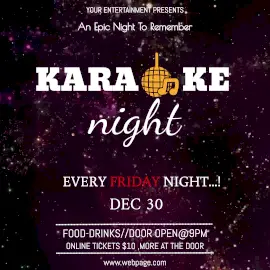 Online Editable Purple Karaoke Night Animated Design