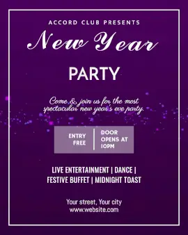 Online Editable Moving Particles BG New Year Party Invitation Animated Design