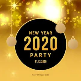 Online Editable Gold and Black New Year Party Animated Design