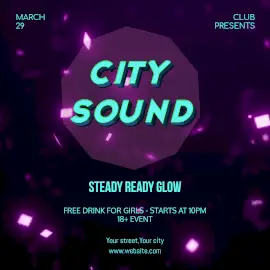 Online Editable Blue City Sound Animated Design