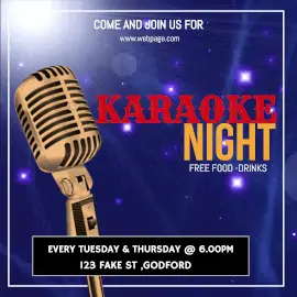 Online Editable Blue Karaoke Night Animated Design
