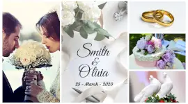Online Editable Wedding Invitations Facebook App 4 Grid Photo Collage