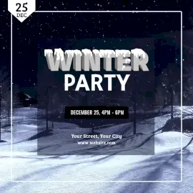 Online Editable 3D Text with Snow Winter Party Animated Design
