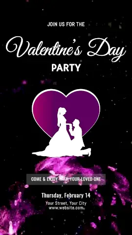 Online Editable Valentine's Day Couple Party Invitation Animated Design