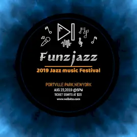 Online Editable Blue Funjazz Music Festival Animated Design