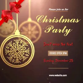 Online Editable Christmas Party with cursive Fancy Font Animated Design