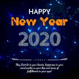 Online Editable Vibrant Blue New Year Wish in Festive Text Animated Design