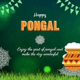 Online Editable Green Happy Pongal Wishes Animated Design