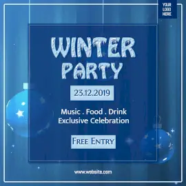 Online Editable Decorative Hanging Balls Background Winter Party Animated Design