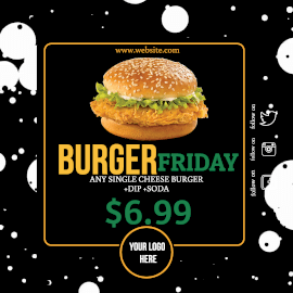 Online Editable Bubble Background Cheesy Burger Animated Design