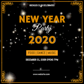 Online Editable Moving Light Particles Background New year Party 2020 Animated Design