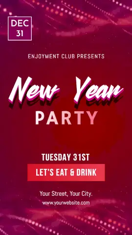 Online Editable New Year Party Invite Animated Design