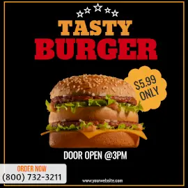 Online Editable Shockwave Background Tasty Burger Animated Design