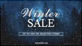 Online Editable Blue Sky Falling Snow Background Winter Sale Animated Design