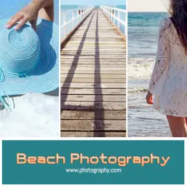 Online Editable Beach Photography 3 Grid Photo Collage
