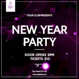 Online Editable Purple New Year Party Animated Design