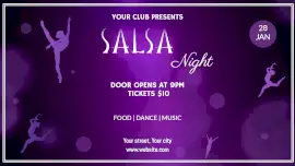 Online Editable Purple Salsa Night Animated Design