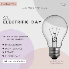 Online Editable Be Electrific Day February 11 Social Media Post
