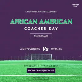 Online Editable African American Coaches Day February 5 Social Media Post