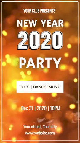 Online Editable Golden 2020 New Year Party Invitation Animated Design