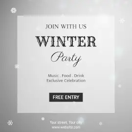 Online Editable White Winter Party Animated Design