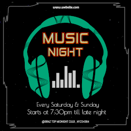 Online Editable Black Music Night Animated Design