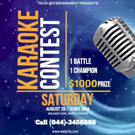 Online Editable Blue Karaoke Contest Animated Design