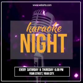 Online Editable Karaoke Night Purple Glitter Animated Design