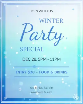 Online Editable Falling Snow Background Winter Party Special Animated Design
