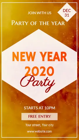Online Editable Orange Smoky Background New Year Animated Design