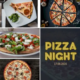 Online Editable Fancy Text Pizza Night Foodie Shop 4 Photo Collage
