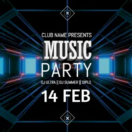 Online Editable Blue Music Party Animated Design
