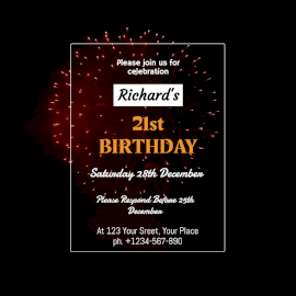 Online Editable 21st Birthday Invitation Animated Design