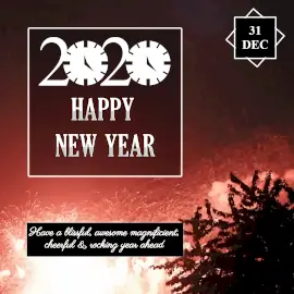 Online Editable Fireworks New Year 2020 Wishes Animated Design