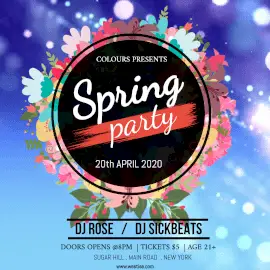 Online Editable Blue Spring Party Animated Design
