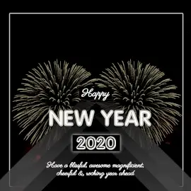 Online Editable Fireworks on New Year 2020 Wishes Animated Design